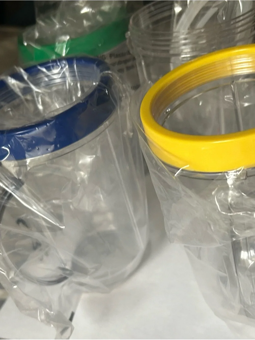Interchangeable Blender Cups with Colored Lids - Black, Green, Yellow